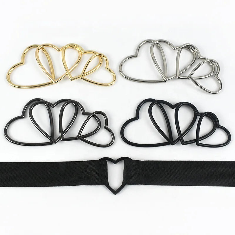Meetee BF379 25mm Gold Alloy Heart-Shaped Belt Connecting Buckles Garment Hardware Accessories With Belt Adjusting Buckle