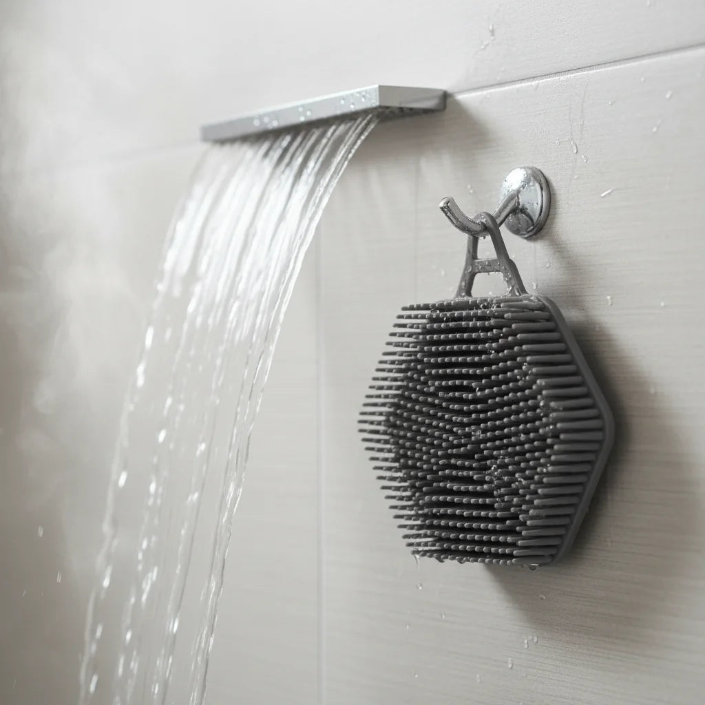 Silicone Body Brush and Shampoo Brush Shower Loofah Body Scrubber for Bath Hair Scalp Massager for Wet & Dry