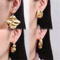 Hengdian Oro New Trendy 18K Laminated Gold Bisuterias Stud Clip on Earrings Wholesale Earrings Women