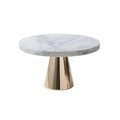 Wholesale Natural Marble Stone Dessert Stand Set Round Dessert Plate Kitchen White Marble Stand With Gold Base