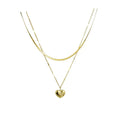 Bohemian Fashion Stainless Steel 18k Gold Plated Chain 2 Layers Layered Multilayer Snake Chain Heart Necklace Women Jewelry