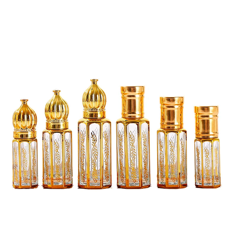 Hot Selling Empty 10ml Oud Attar Arabic Gold Color Perfume Oil Roller Ball Bottle with Glass Stick