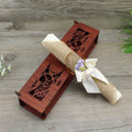 Chinese Unique Laser Cut Wooden Invitation Card With Ribbon and Flower