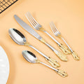 Royal Hotel Wedding Luxury Cutlery Set Stainless Steel 304 Vintage Baroque Silver Plated With Gold Flatware