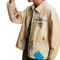 Customized Street Wear Washed Fabric Vintage Jacket for Men Wholesale Applique Custom Embroidered Cotton Jacket