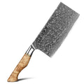 67 Layers Damascus Steel Carbon Steel Kitchen Vegetable Cleaver Knife with Figured Sycamore Wood Handle