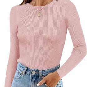 2023 Autumn/Winter European and American Women's New Striped Long Sleeved Regular T-Shirt Top
