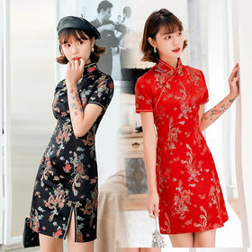 2023 New Summer Daily Tang Dress Cheongsam Improved Fashion Vintage Short Women's Clothing Wholesale Manufacturers