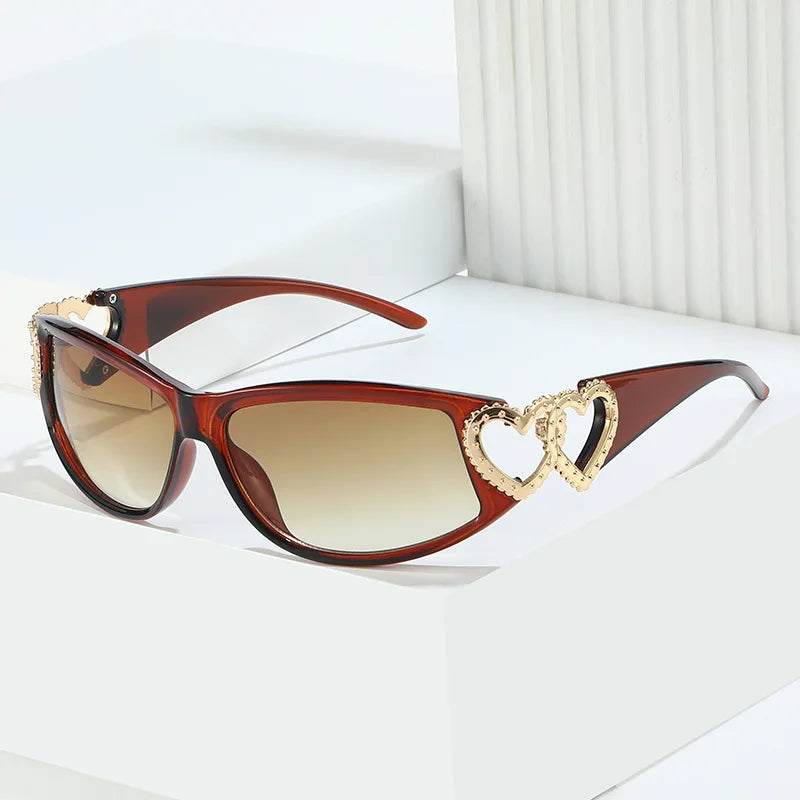 2023 New Double Heart Sunglasses Personalized Pc Frame Fashion Y2k Fashion Sunglasses
