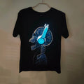 Short Sleeve LED Light-Up T-Shirt Silk Printing Skull Design with Sound Activation EL Products