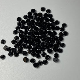 Black Checkerboard Cut Round 2mm 3mm Flat-Back Wuzhou Cubic Zircon Loose Gemstones