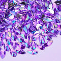 JUNAO 8*13mm Flatback Crystal Stones 9*18mm Purple Acrylic Rhinestones Glue on Drop Rhinestones for DIY Coat