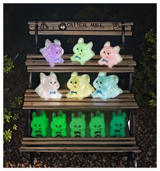 Luminous Glowing Cartoon Miniatures Animals Statues Figurine Poodle French Bull Dog Resin Decoration Yard Garden Centre Fairies