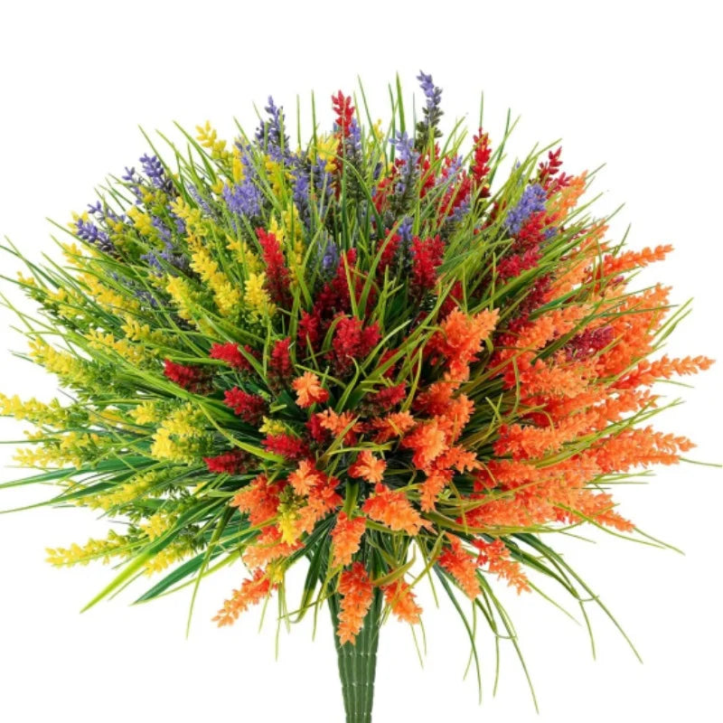 Artificial Plants Lavender Flowers Realistic Faux Lavender Shrubs for Porch Garden Window Box Home Party Front Door Decoration
