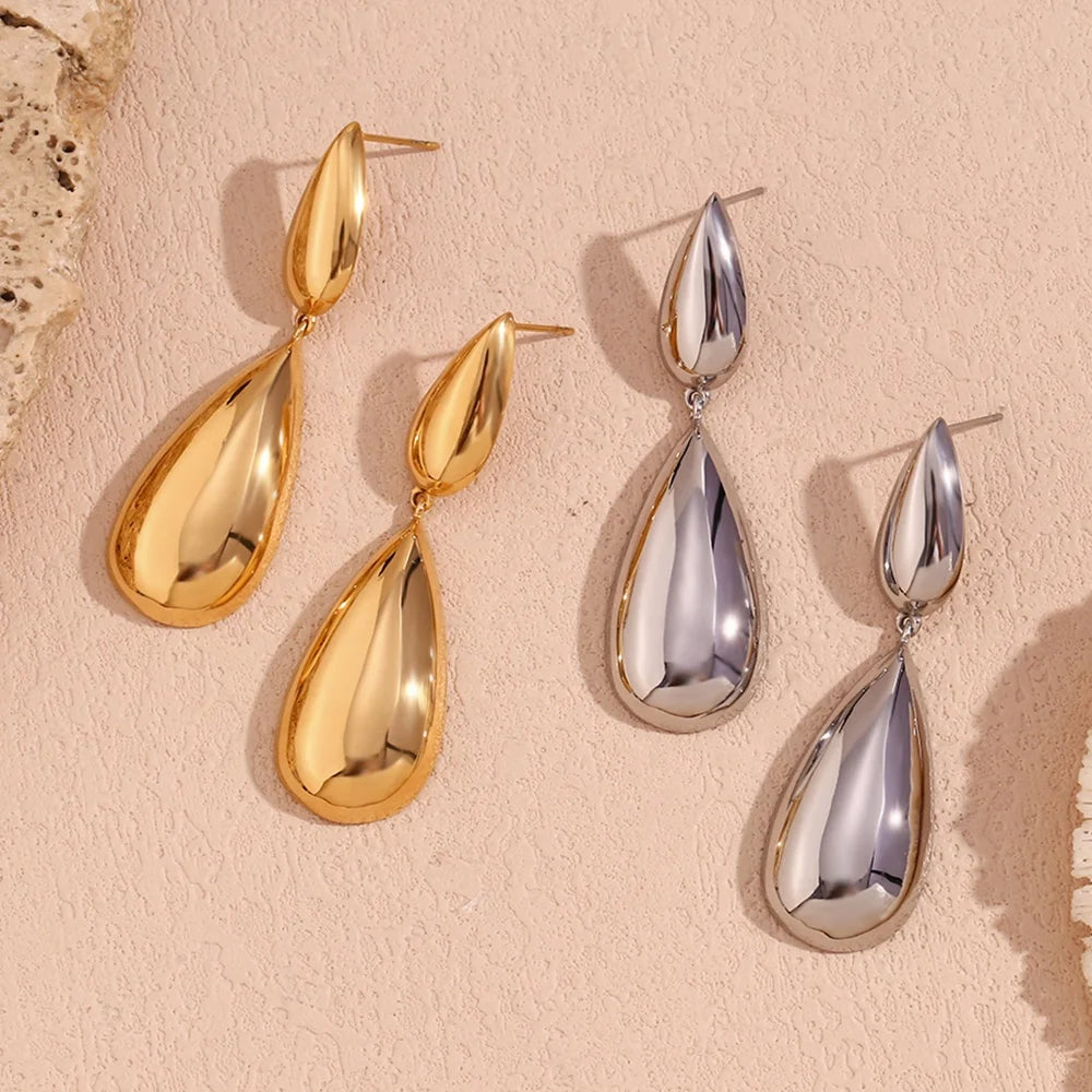 Guarantee Dreamshow Water Drop Earring Tarnish Free Jewelry Gold Plated Boucles D'oreilles De Luxe Stainless Steel Jewelry