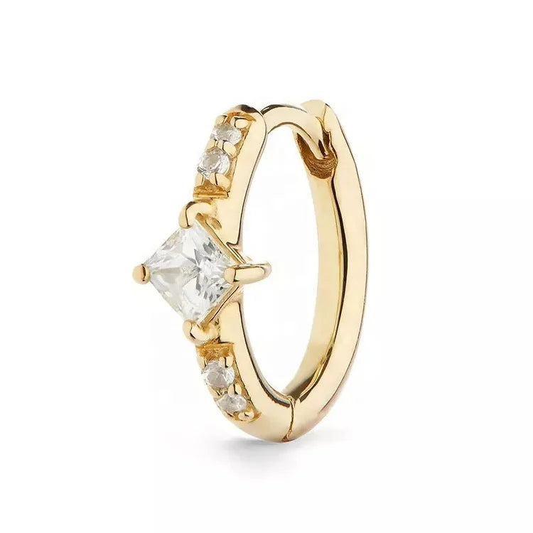 LOZRUNVE 925 Sterling Silver 18k Gold Korean High Quality CZ Huggie Hoop Earring Ear Ring