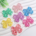 32mm Checked Bow Resin Flatback Cabochons for Hairpin Scrapbooking DIY Jewelry Craft Decoration Accessories