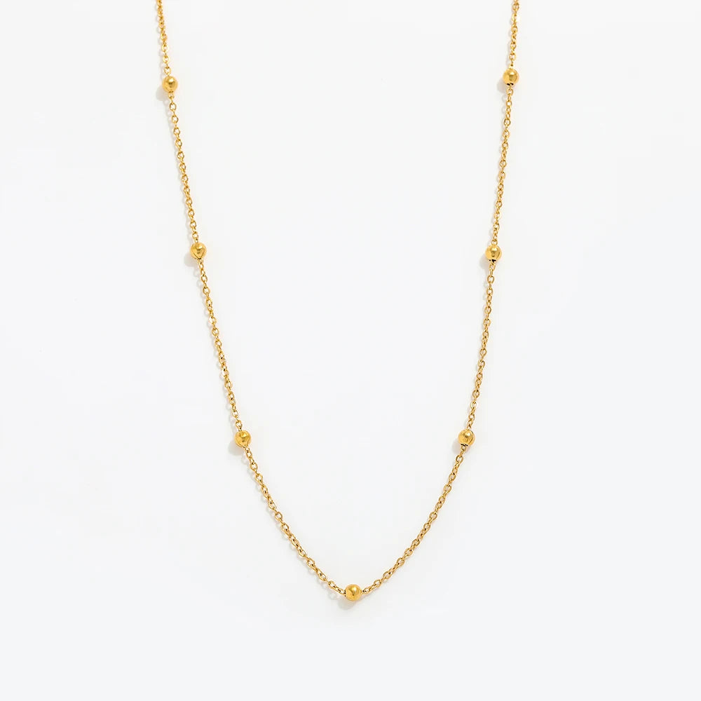 Fenny Wholesale 18K PVD Plated Non Tarnish Personality Beaded Facialmask Chain Stainless Steel Necklace for Women