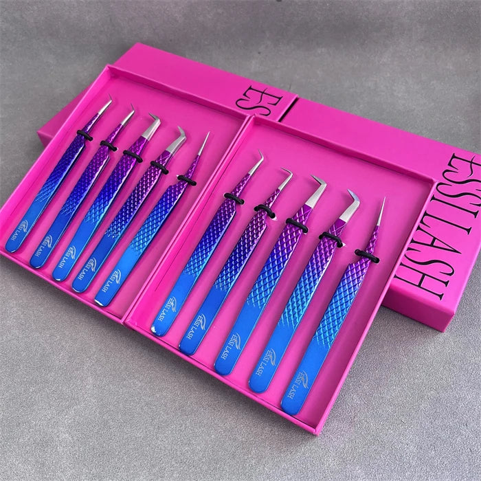 Wholesale Best Selling Volume Eyelash Pesta As Tray Lashes Tweezers Fiber Tip Tweezer Custom Packing Eyelashes Extension Tweezer