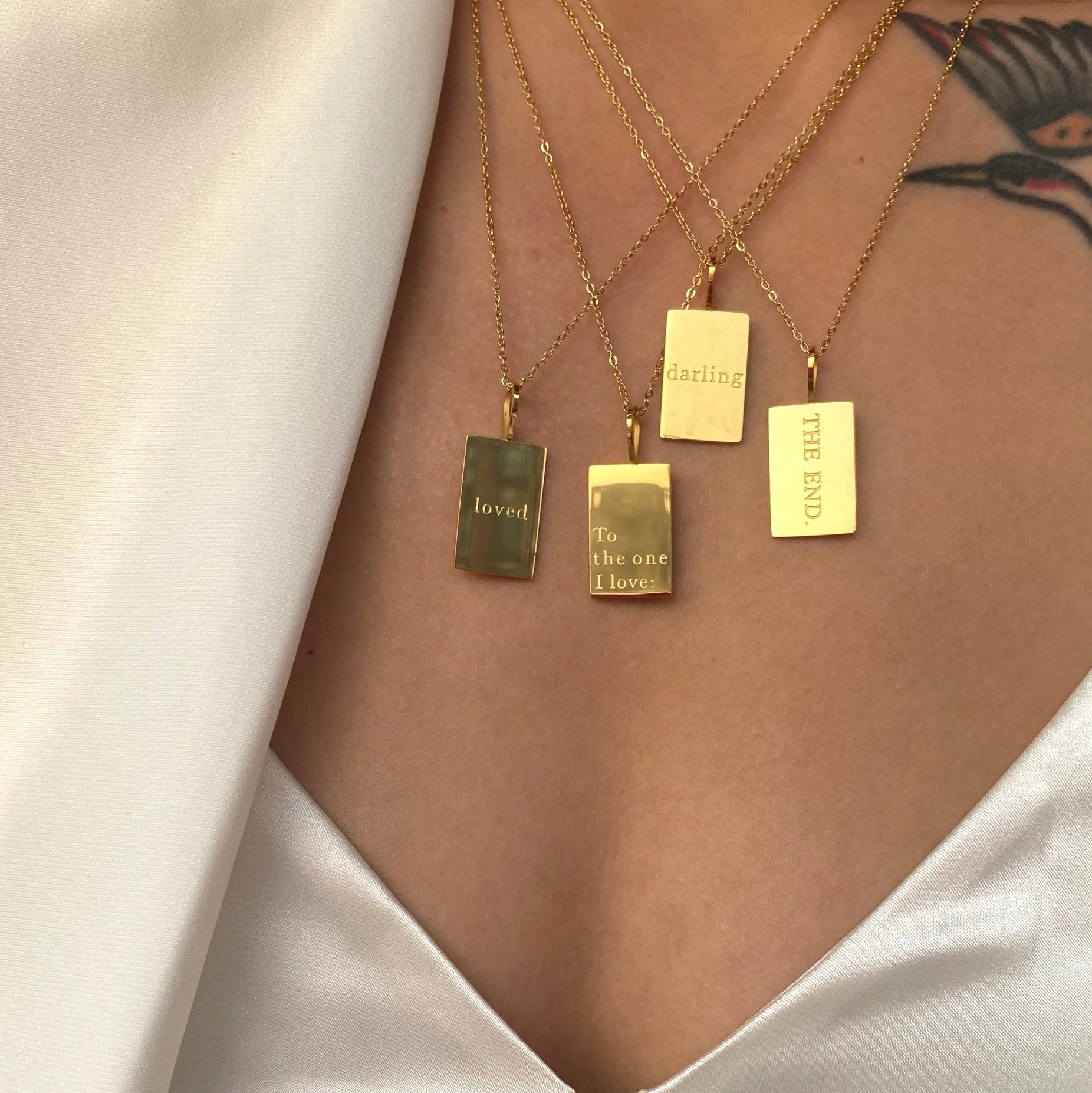 2025 Dazan New Winter Stainless Steel Motivational Inspirational Dainty Square Pendant Letters Link Chain Necklaces