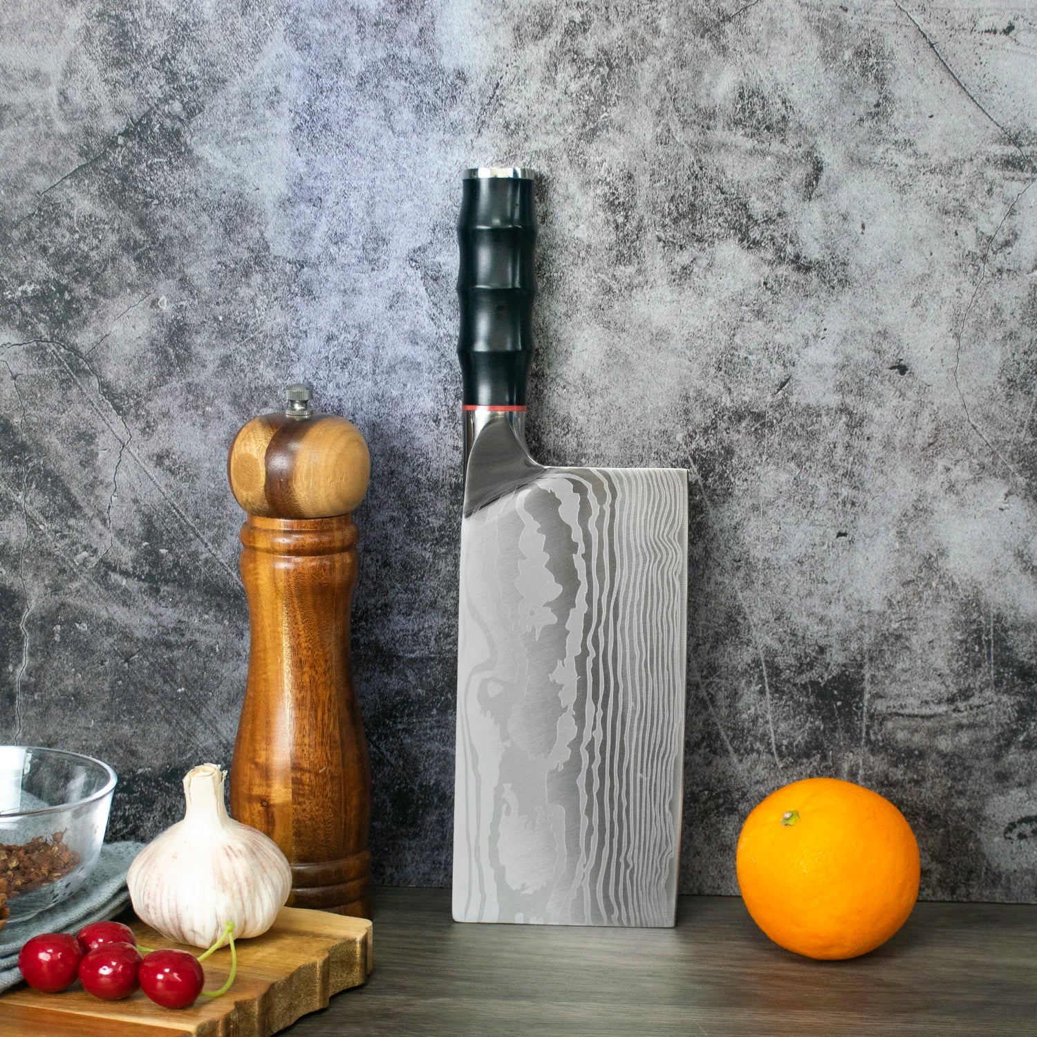 Top Rated 8 Inch Chef Knife Damascus Laser Pattern Kitchen Chef Knife with Resin Handle