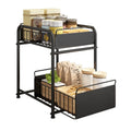 Iron Steel Double-Tiered Sink Organizer Standing Type Double Rack Drawer Design for Bathroom Kitchen Use Vegetable Spice Storage