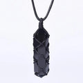 Natural Stone Hexagonal Necklace Gemstone Handwoven Jewelry Healing Crystal Energy Obsidian Pendant Necklace for Men Jewelry