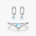 925 Sterling Silver Hearts Moonstone Hoop Earrings Fashion Exquisite Arrow Rings for Women Jewelry Sets