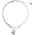 Korea 925 Sterling Silver Heart Bracelet Female Retro Thai Silver square Letter Bracelet Simple Jewelry