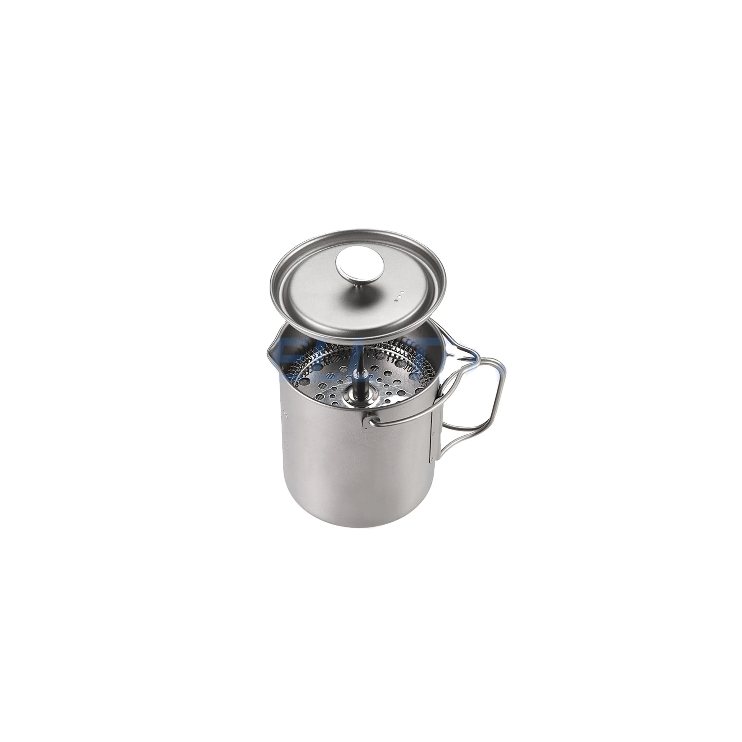 Outdoor Camping Titanium Coffee Cup 750ml 25oz with French Press Device Filter CNC Machined Wire EDM Cooking Pot