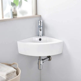 Bathroom Corner Wall Hung Wash Basin Copuntertop Ceramic Basins With Faucet Hole