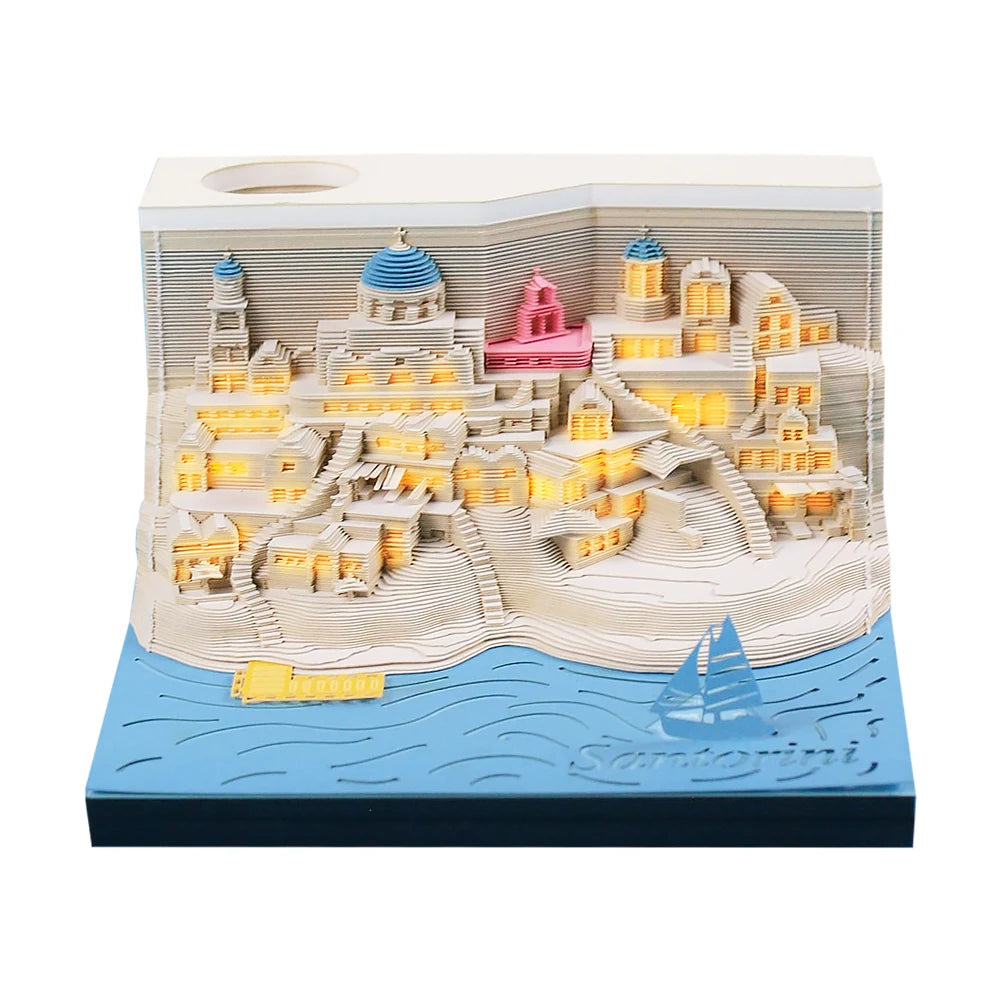 Customized Gifts 3D Custom Memo Pad Sticky Note Santorini Building Block Notepad Holiday Birthday Luxury Souvenirs Gifts