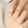 Fashion High Quality 316L Stainless Steel 18K Gold Plated Tennis Finger Rings Zircon Stone for Women Wedding