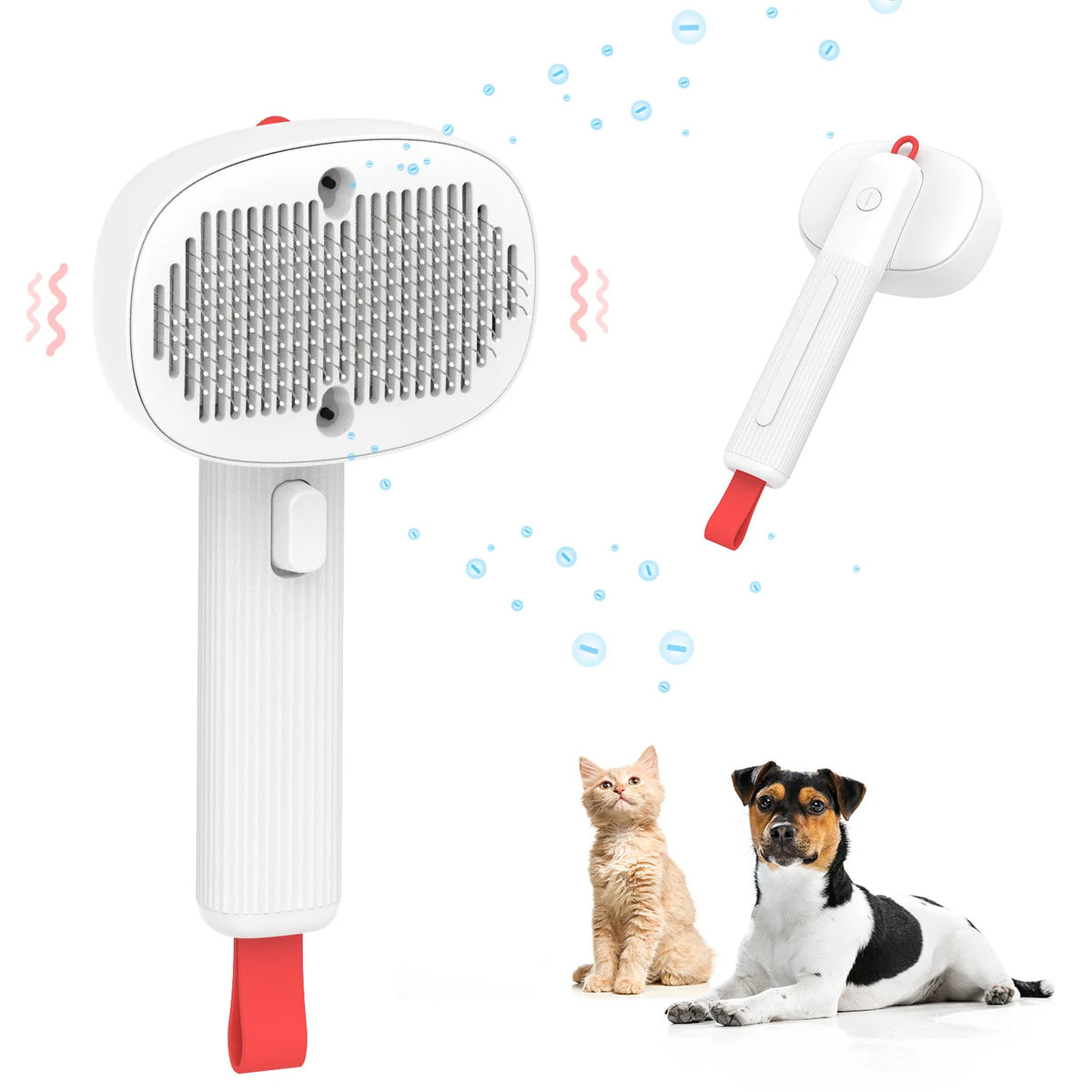 2 in 1 Negative Ion Grooming Electric Pet Hair Fur Comb Vibrator Massager Self Cleaning One Click Pet Brush for Dogs & Cats