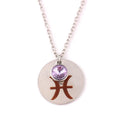 Women's 12-Month Astrological Design Long Birthstone Pendant Necklace with Romantic Link Chain Rhinestone Spiritual Inlay