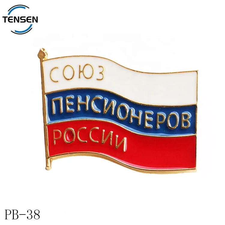High Quality 3D Flag Shape Metal Alloy Badge Buttons Hard Enamel Tin Logo Labels with Safety Pins for Clothing Accessories