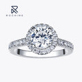 Rochime Luxury halo Round Brilliant  High Carbon Diamond Ring 925 Sterling Silver Rhodium Plated 5a Zircon Jewelry for Women
