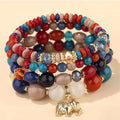 YL Fashionable Versatile Bohemian Women's Natural Stone Elephant Simple Kevlar Pendant Elegant Multi-layer Bracelet Bangle Chain