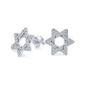 S925 Sterling Silver Cubic Zirconia with 14K Gold Plated Hexagram Stud Earrings Hypoallergenic Earrings for Women Girls