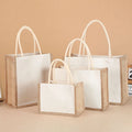 Eco-Friendly  Jute Tote Bags with Custom Logo Wholesale Reusable Canvas Pocket Jute Shopping Bag for Grocery and Gift Use