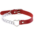 Personality Leather Love Collar Necklace Punk Metal Splicing Heart Shaped Neck Chain Collarbone Chain Female Neck Strap