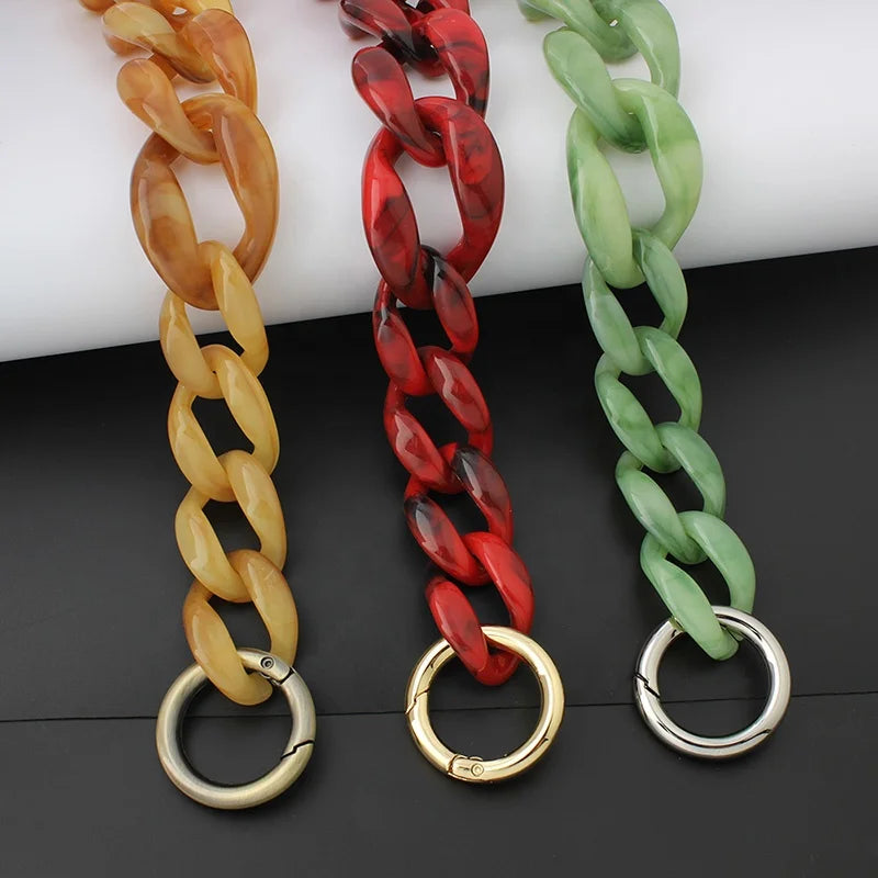 Nolvo World 3 Colors 60cm  Bag Short Chain Replacement Hand Carry Material Acrylic Resin Bag Chain with Gate Ring