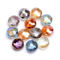 Zhubi 14MM Crystal Flat Round Beads for Jewelry Making Crystal Pendant Faceted Glass Beads for Necklace Garment Decoration