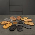 Tailai Acacia Wood Salt and Pepper Stand Multi-Functional Table Organizer& Heat-Resistant Coasters Kitchen Display Rack