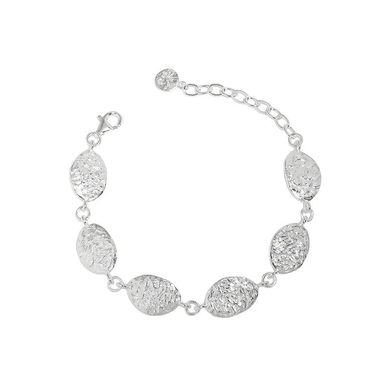 Wuqie Solid Silver Oval Shape Leave Bracelet for Women Fashion Jewelry