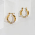 New Arrival Trendy 18K PVD Gold Plated Zircon Rhinestone Stainless Steel Hoop Earrings for Women
