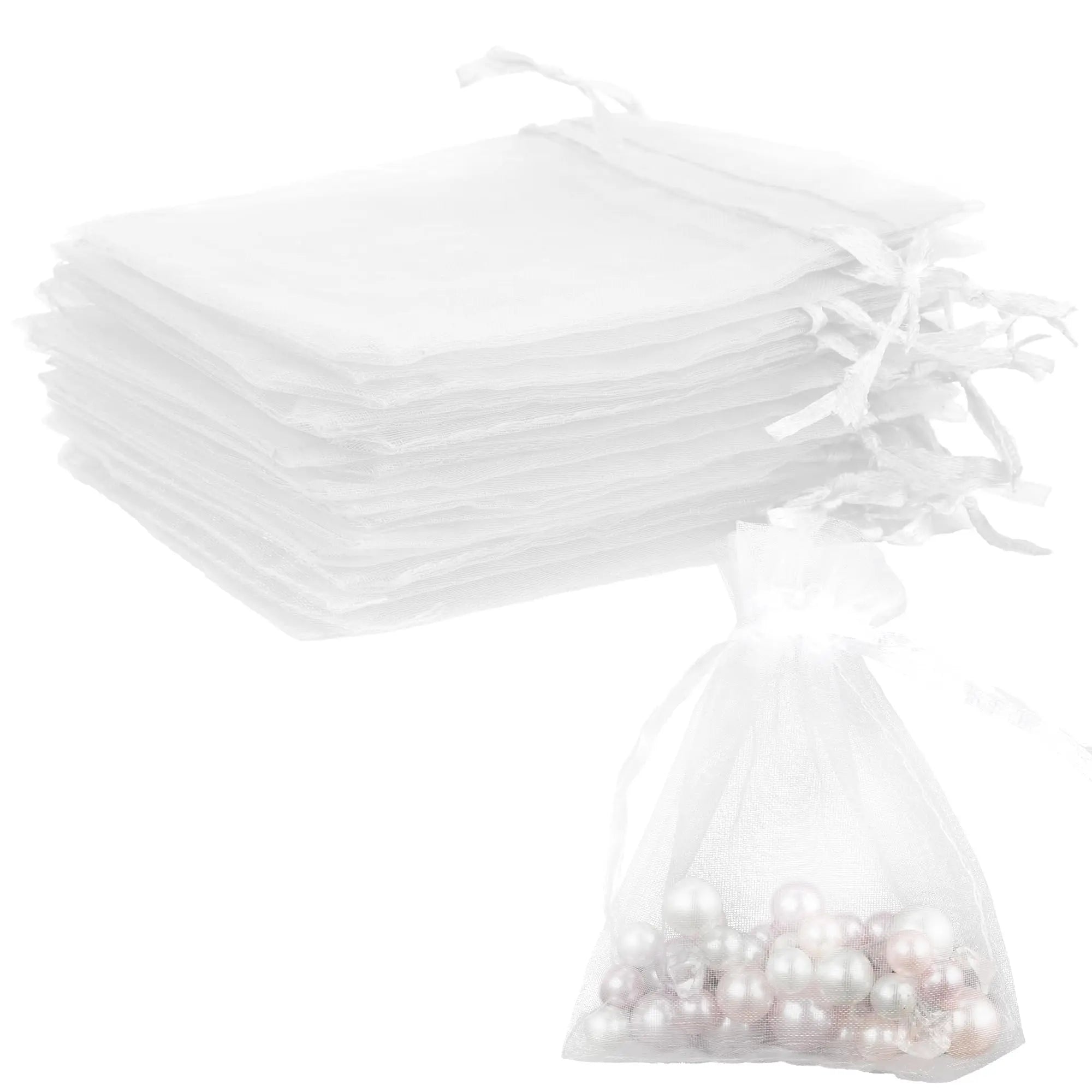 Hot Sales Custom Organza Bags  Sheer Gauze Fabric Bag Drawstring Sealing Handle Organza Pearl Crystal for Gift Net Bag