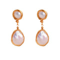 Factory Price Fashion Jewelry Gold Plating 925 Silver Baroque Freshwater Pearl Earrings