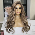 100% Raw European Human Hair Ash Blonde Highlight Color Wave Texture Cuticle Aligned Full Lace Braided Wigs