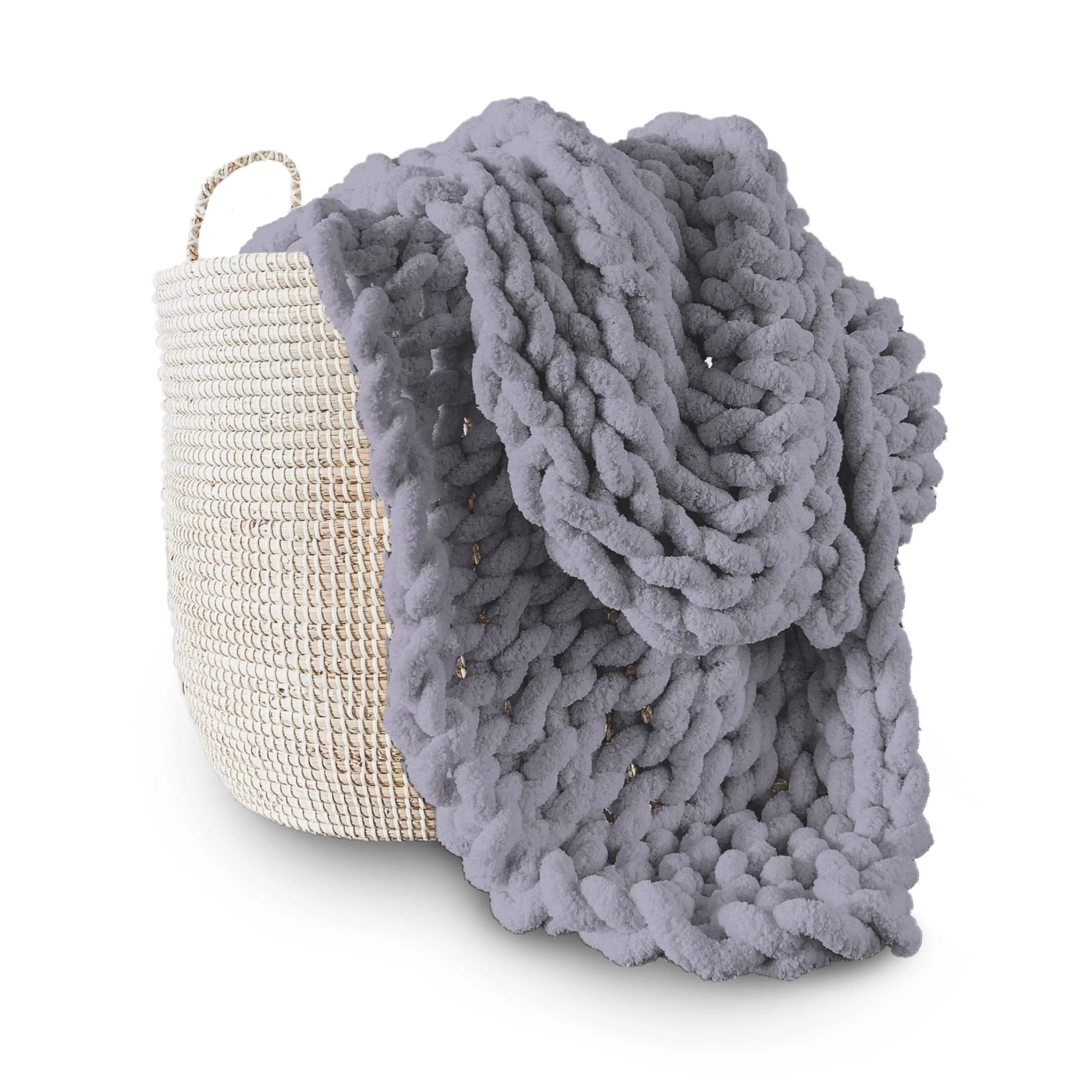 Free Sample Knitted Weighted Blanket Luxury Chunky Chenille Knit Handmade Crochet Blanket